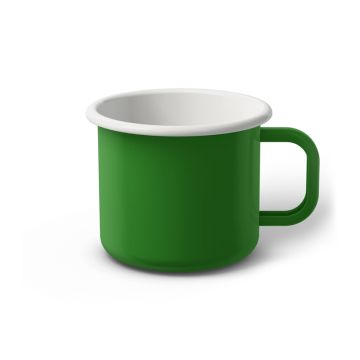Emaille Tasse 8 cm hellgrün, weißer Rand, Innenfarbe weiß, (Klassiker)