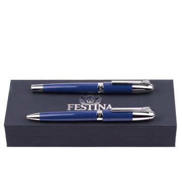 FESTINA Set Classicals Chrome Blue (kugelschreiber & füllfederhalter)