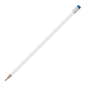 Bleistift rund weiß mit Radierer, FSC light_blue