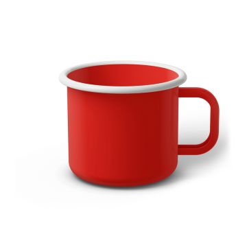 Emaille Tasse 8 cm rot, weißer Rand, Innenfarbe rot, (Klassiker)
