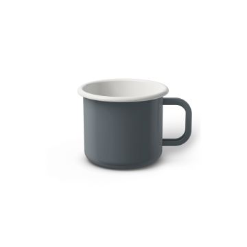 Emaille Tasse 6 cm, weißer Rand, Innenfarbe weiß, (Kaffeetasse)