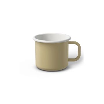 Emaille Tasse 6 cm beige, weißer Rand, Innenfarbe weiß, (Kaffeetasse)