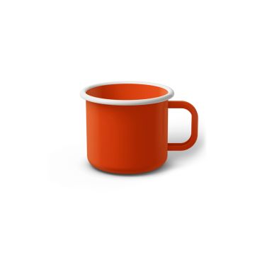 Emaille Tasse 6 cm orange, weißer Rand, Innenfarbe orange, (Kaffeetasse)