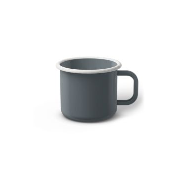 Emaille Tasse 6 cm grau, weißer Rand, Innenfarbe grau, (Kaffeetasse)