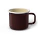 Emaille Tasse 9 cm dunkelbraun, weißer Rand, Innenfarbe beige, (Jumbotasse)