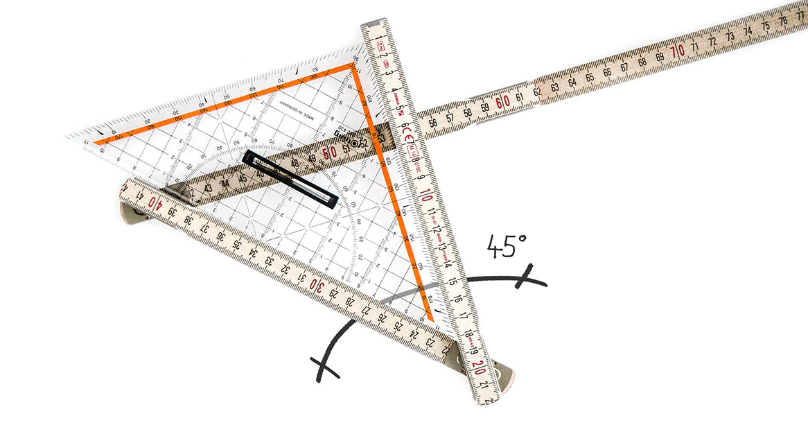 Zollstock mit 45 Grad Messung